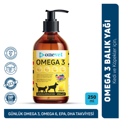 OneVet Omega 3 Kedi Ve Köpekler Için Bağışıklık Destekleyici Balık Yağı 250 ml