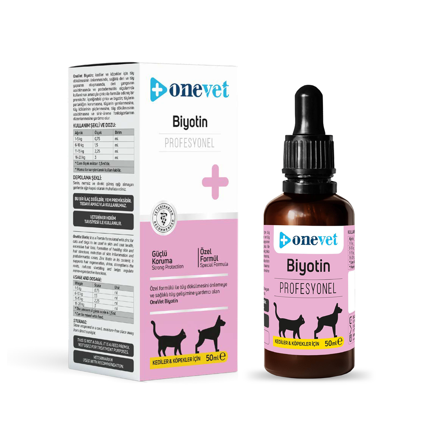 OneVet Biotin Damla Kedi ve Köpekler İçin Deri ve Tüy Sağlığı Destekleyici 50 ml