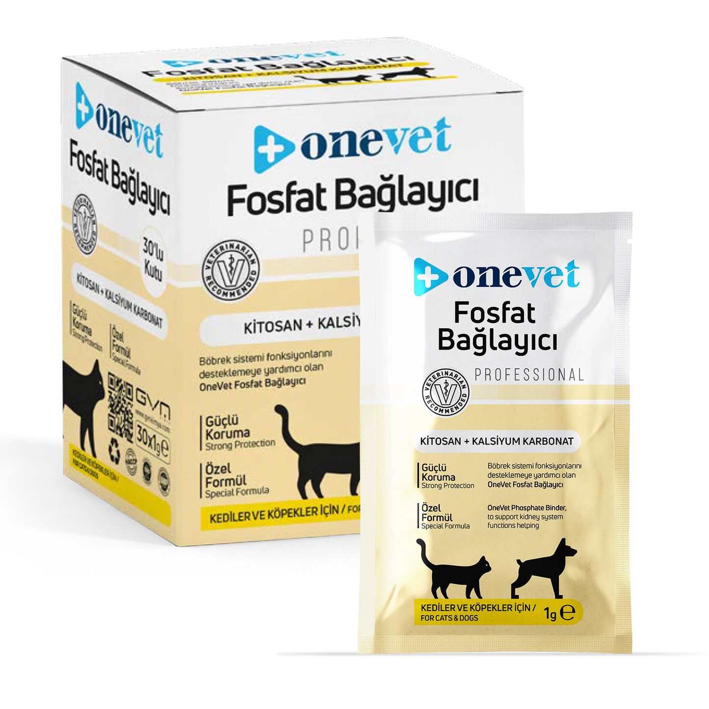 OneVet Fosfat Bağlayıcı Kedi Ve Köpekler İçin Böbrek Sağlığı Destekleyici Toz Şase 1 Gr. 30 Adet