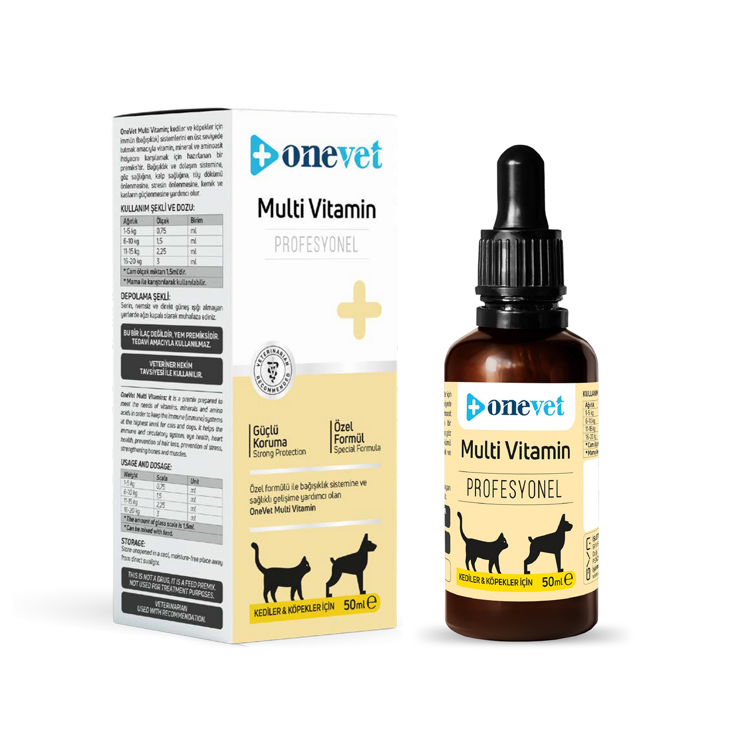 OneVet Multi Vitamin Damla Kedi ve Köpekler İçin Kemik ve Kas Güçlendirici Vitamin Takviyesi 50 ml
