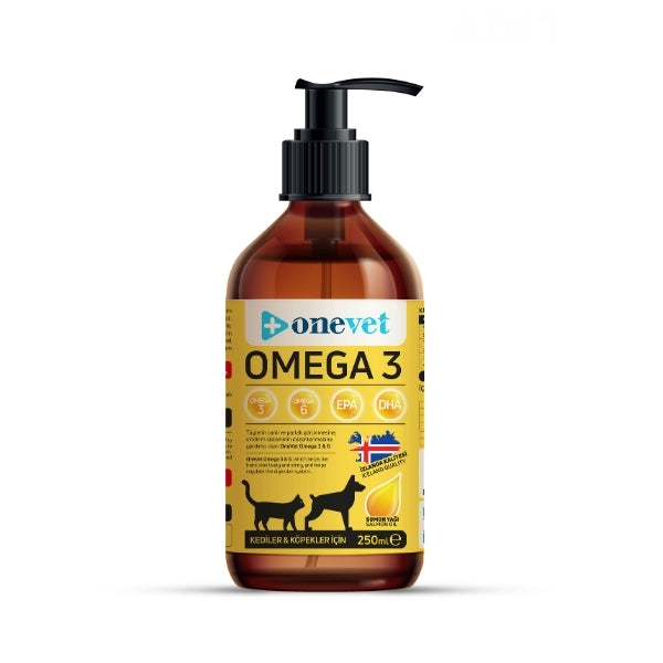 OneVet Omega 3 Balık Yağı 250 Ml Kedi ve Köpekler İçin Bağışıklık Destekleyici Fish Oil