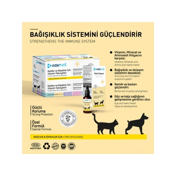 Multi Vitamin Kedi ve Köpekler İçin Kemik ve Kas Güçlendirici Vitamin Takviyesi