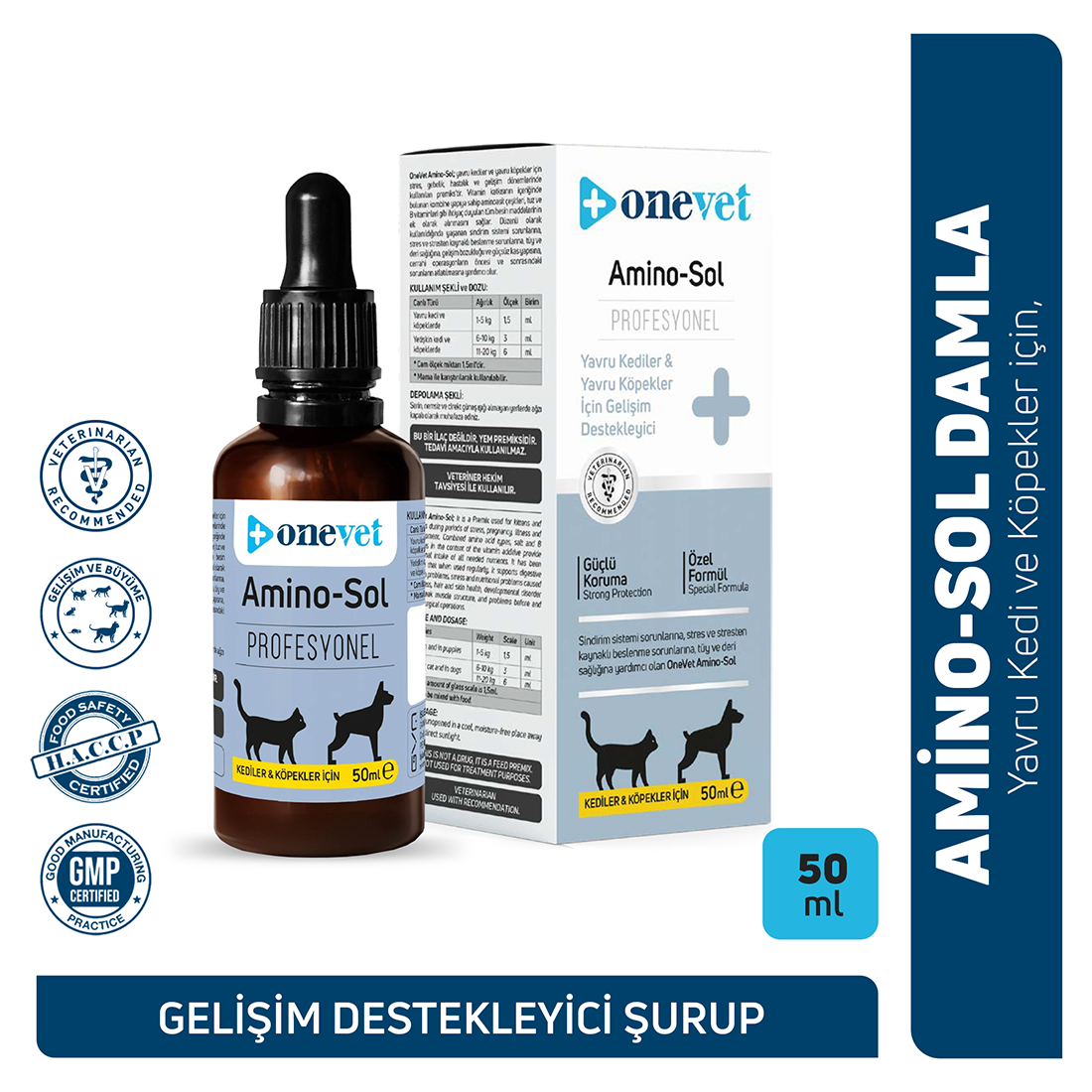 Amino-Sol Kedi ve Köpekler için Gelişim Destekleyici Damla