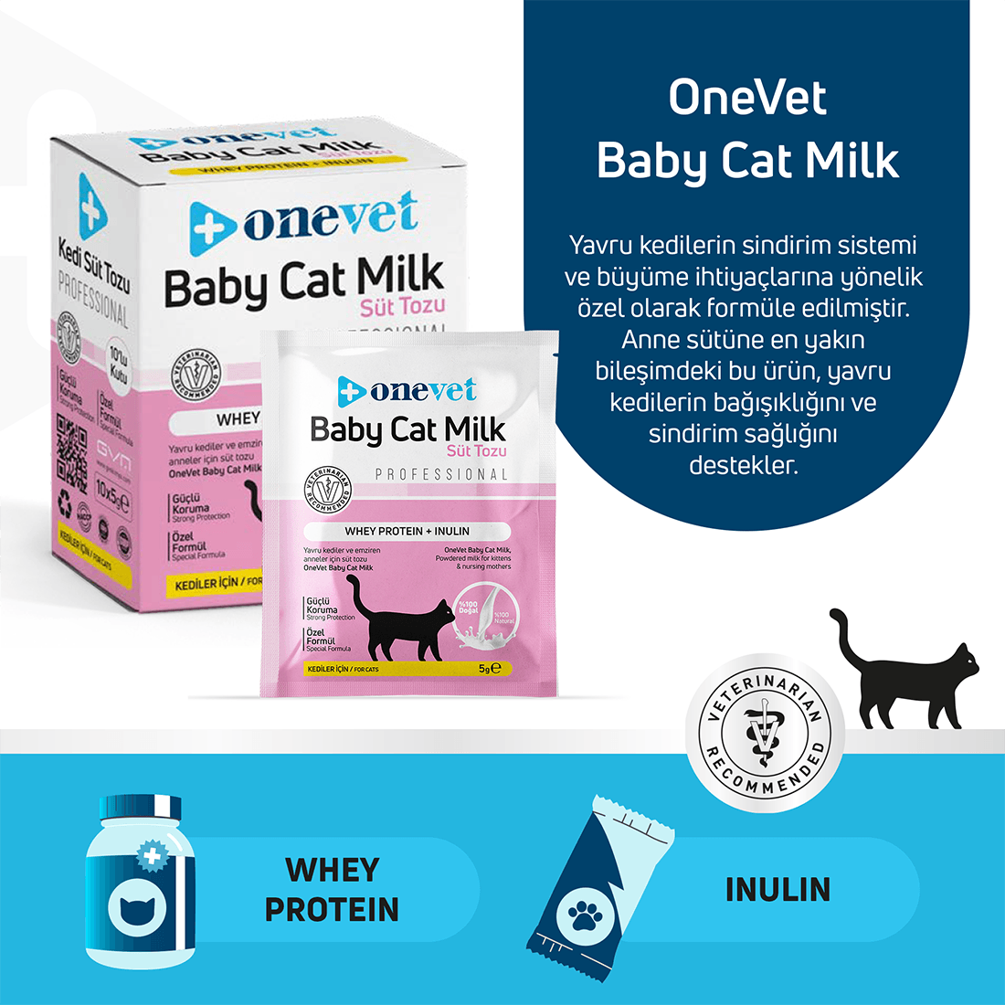 OneVet Sindirim ve Büyüme Destekleyici Yavru Kedi Süt Tozu