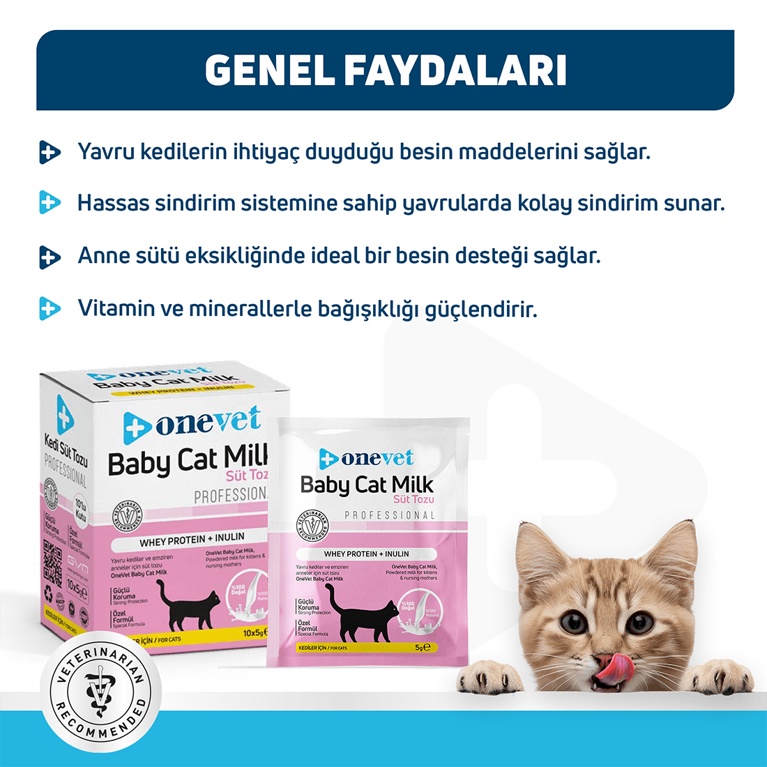 OneVet Sindirim ve Büyüme Destekleyici Yavru Kedi Süt Tozu