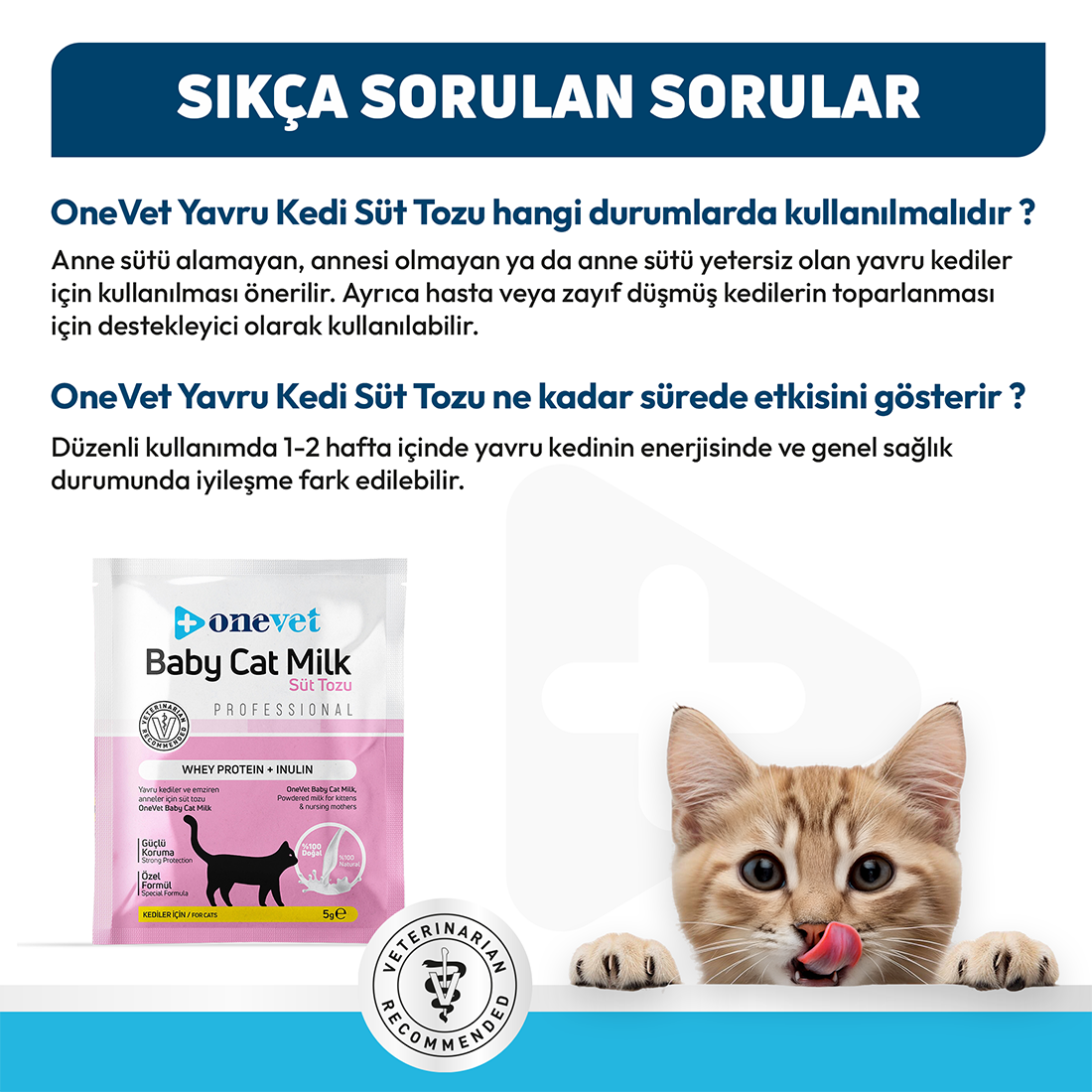 OneVet Sindirim ve Büyüme Destekleyici Yavru Kedi Süt Tozu
