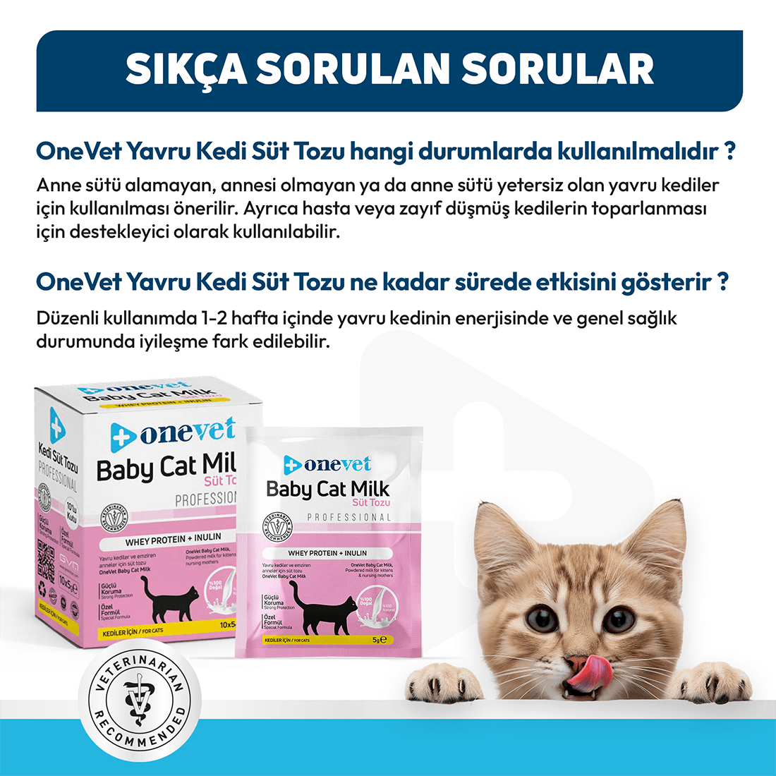 OneVet Sindirim ve Büyüme Destekleyici Yavru Kedi Süt Tozu