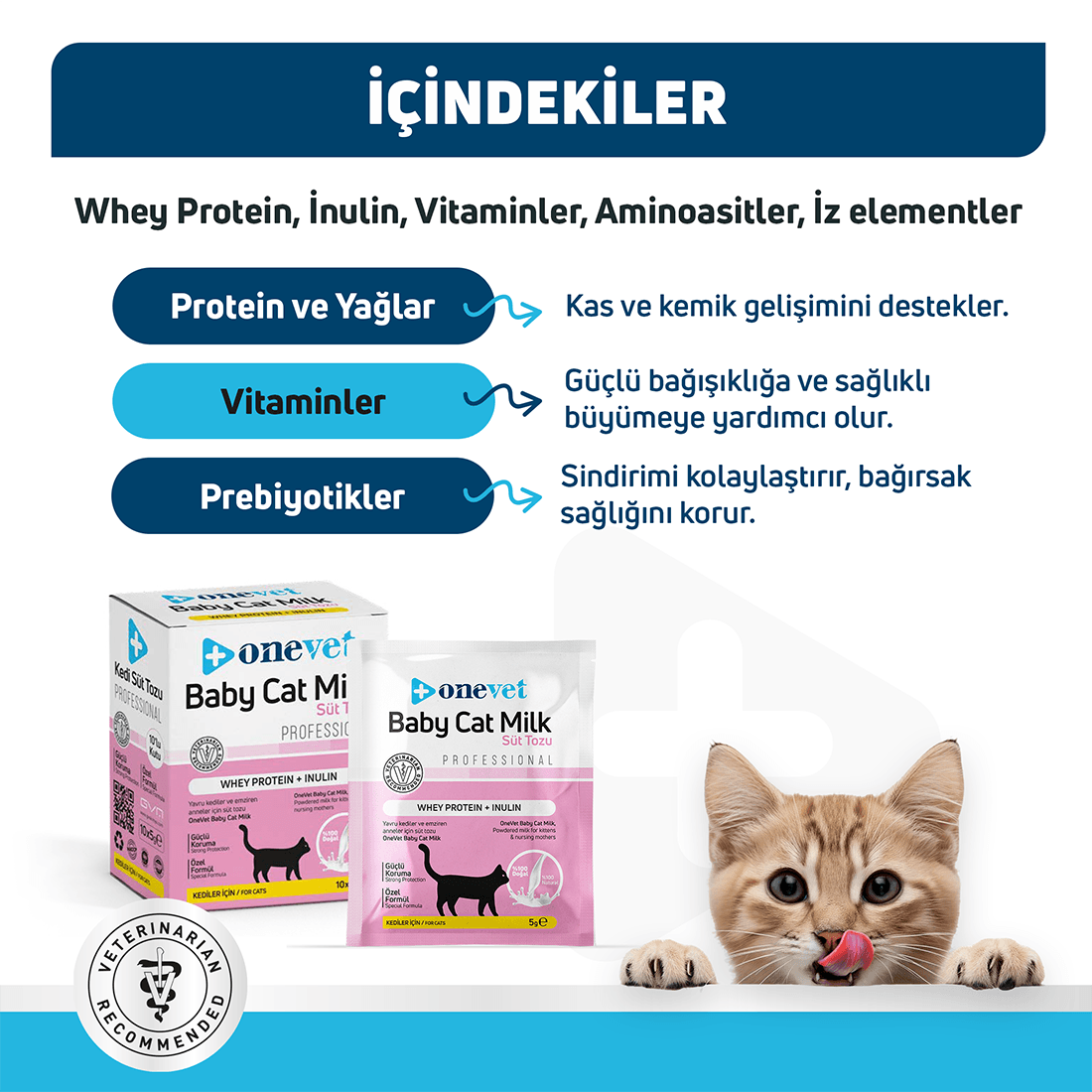 OneVet Sindirim ve Büyüme Destekleyici Yavru Kedi Süt Tozu