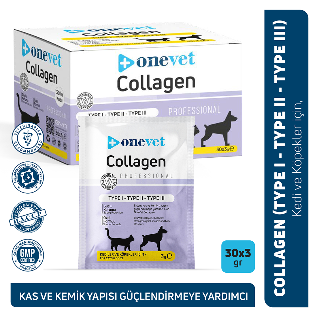 OneVet Collagen Kedi ve Köpekler için Eklem ve Kas Destekleyici Kolajen Saşe