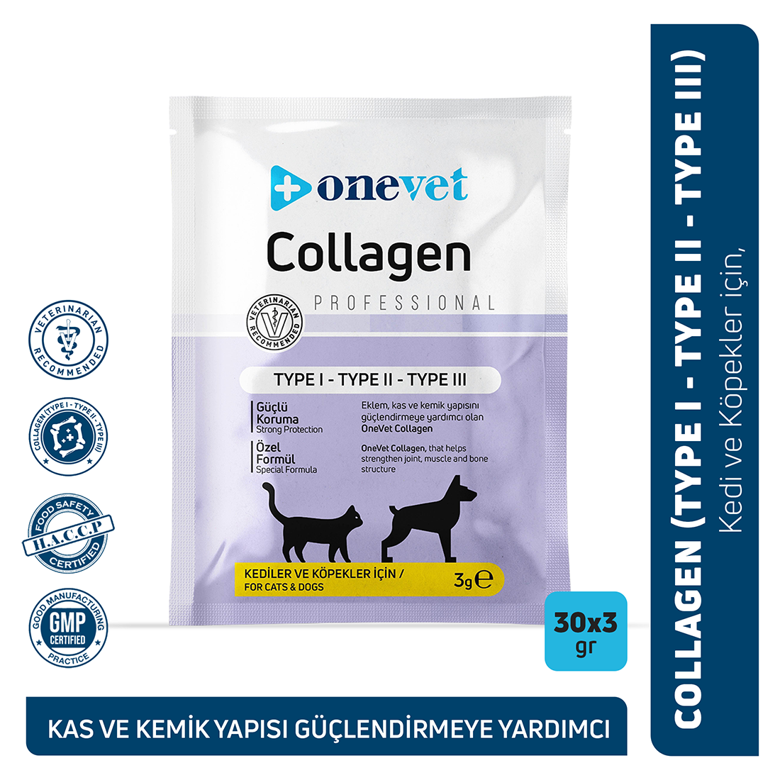 OneVet Collagen Kedi ve Köpekler için Eklem ve Kas Destekleyici Kolajen Saşe