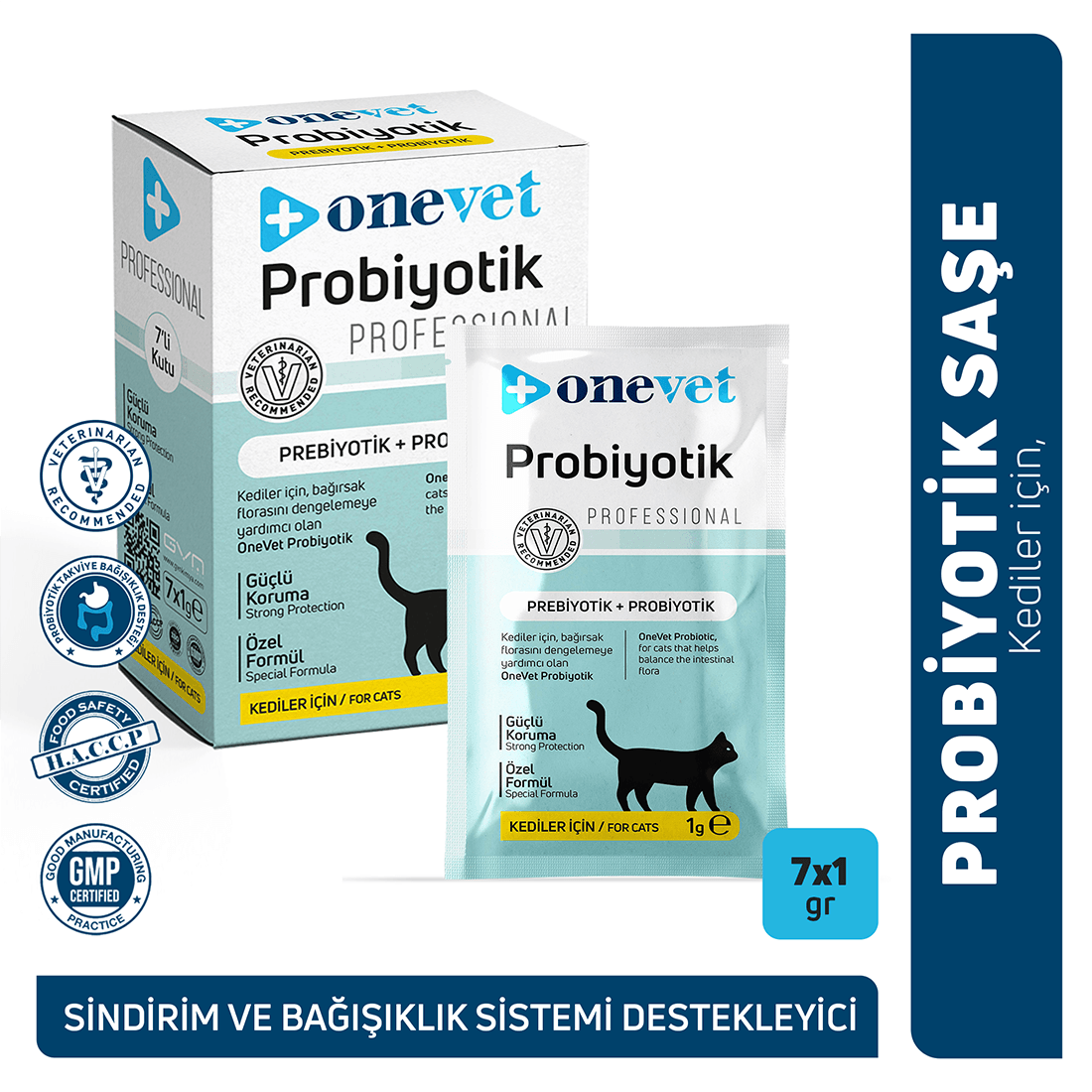OneVet Sindirim ve Bağışıklık Güçlendirici Kediler için Probiyotik Saşe