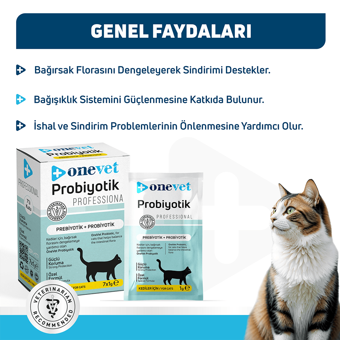 OneVet Sindirim ve Bağışıklık Güçlendirici Kediler için Probiyotik Saşe