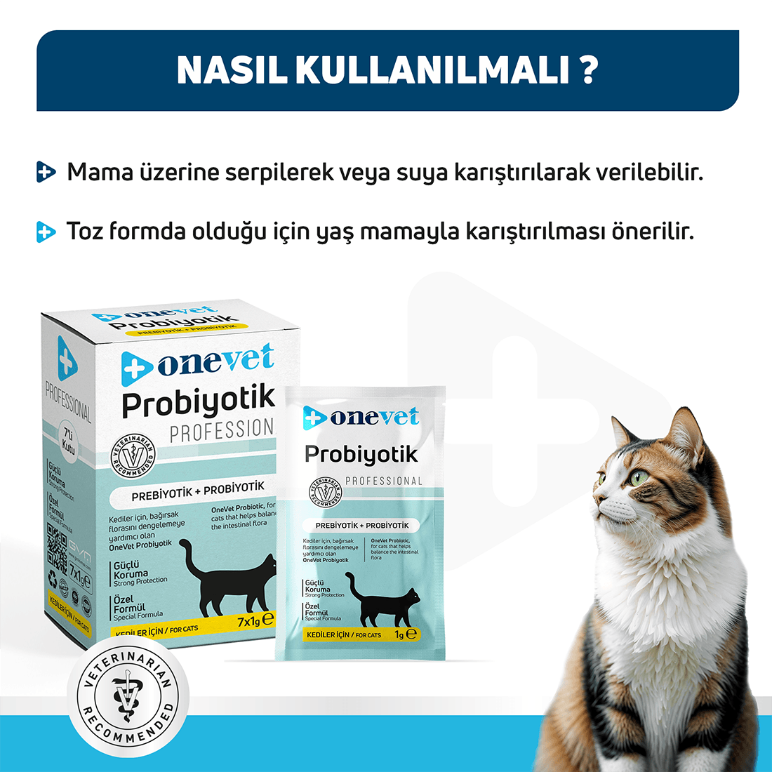 OneVet Sindirim ve Bağışıklık Güçlendirici Kediler için Probiyotik Saşe