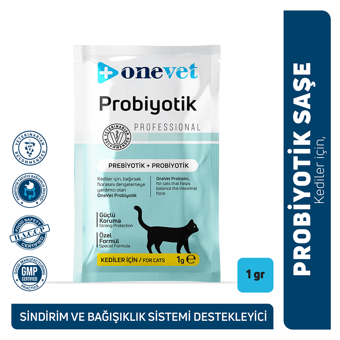 OneVet Sindirim ve Bağışıklık Güçlendirici Kediler için Probiyotik Saşe