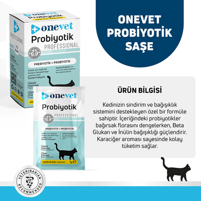 OneVet Sindirim ve Bağışıklık Güçlendirici Kediler için Probiyotik Saşe