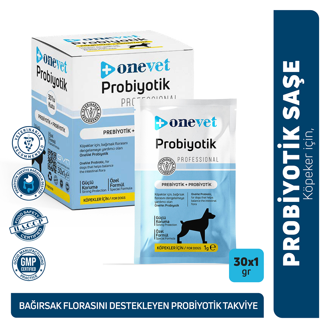 OneVet Sindirim ve Bağışıklık Güçlendirici Köpekler için Probiyotik Saşe