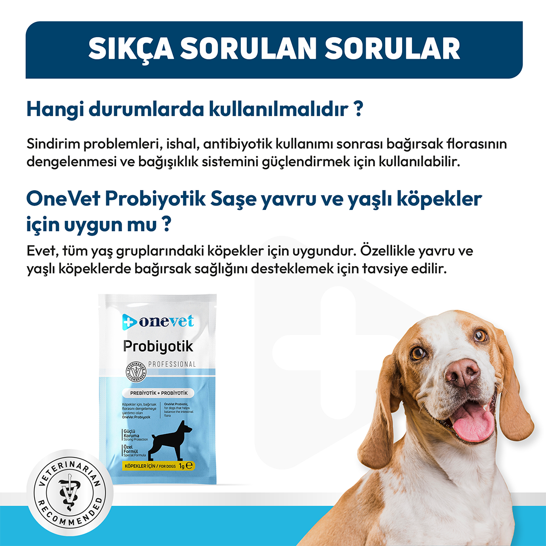OneVet Sindirim ve Bağışıklık Güçlendirici Köpekler için Probiyotik Saşe