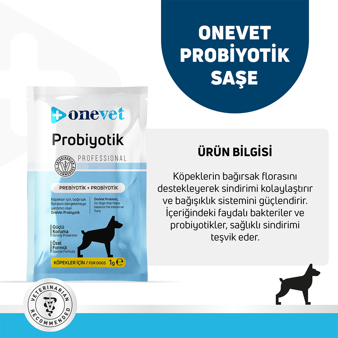 OneVet Sindirim ve Bağışıklık Güçlendirici Köpekler için Probiyotik Saşe
