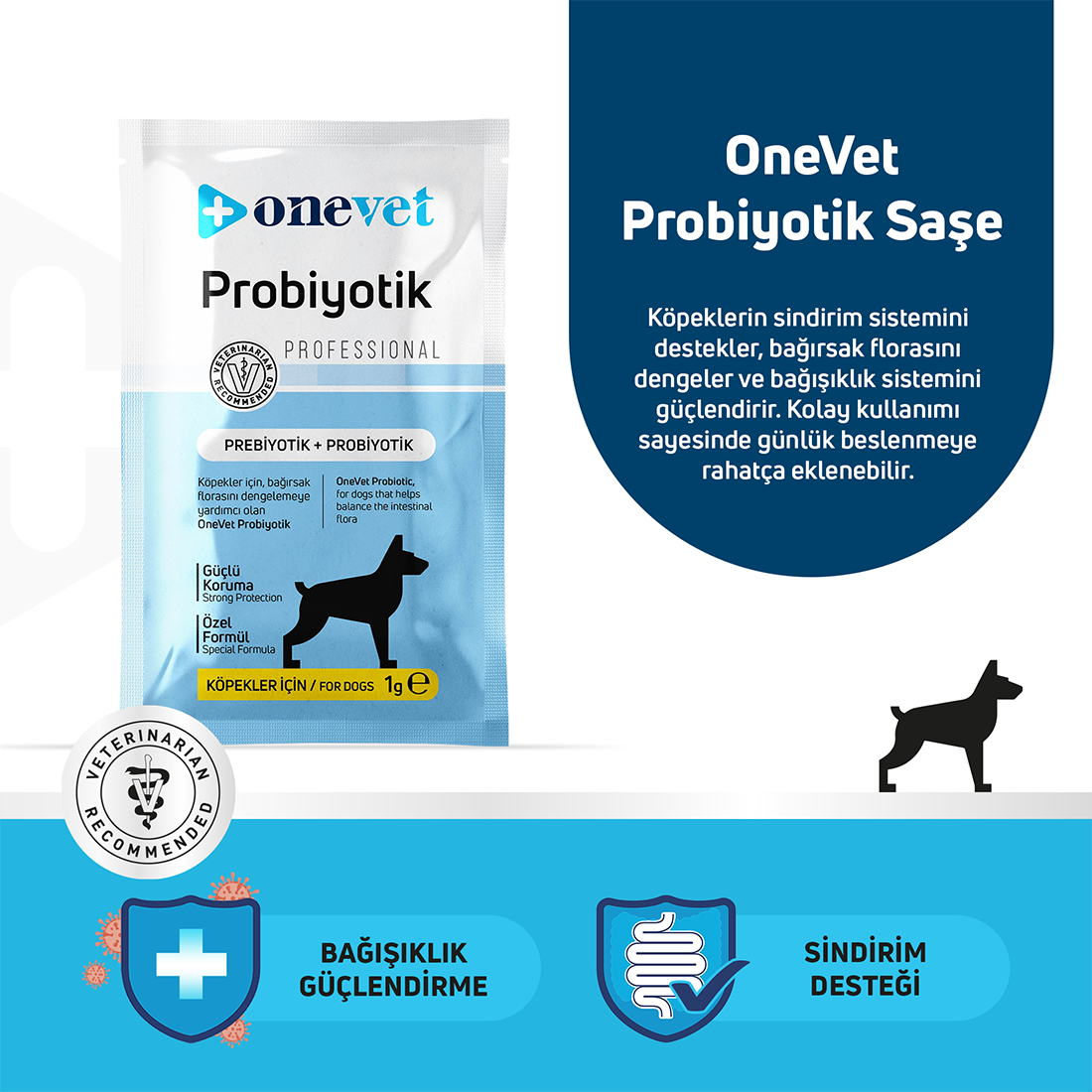 OneVet Sindirim ve Bağışıklık Güçlendirici Köpekler için Probiyotik Saşe
