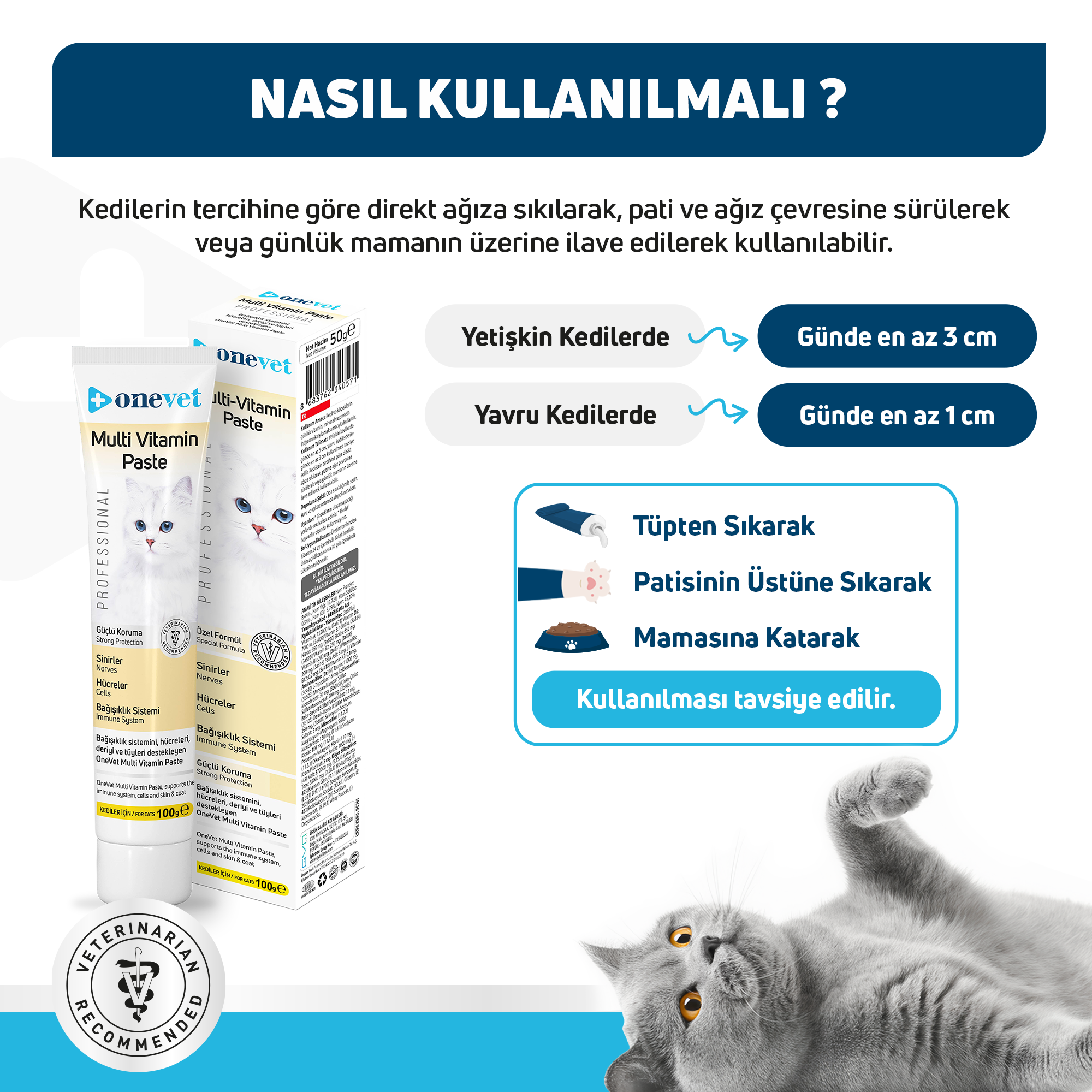 OneVet Multi Vitamin Paste Bağışıklık Destekleyici Kedi Maltı 100 Gr