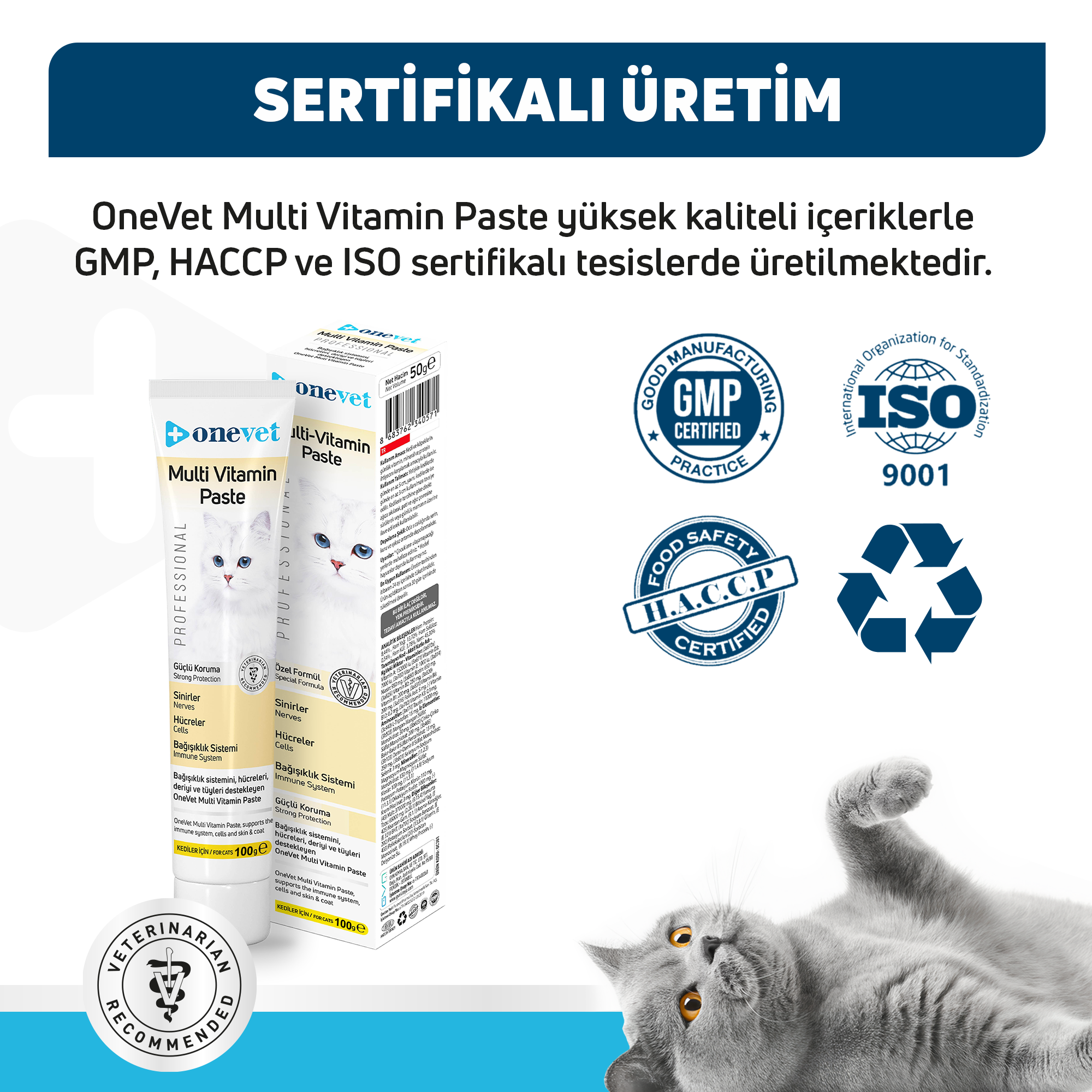 OneVet Multi Vitamin Paste Bağışıklık Destekleyici Kedi Maltı 100 Gr