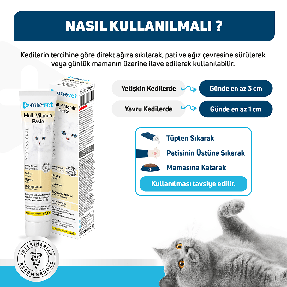 OneVet Multi Vitamin Macun Bağışıklık Güçlendirici Kedi Malt Paste