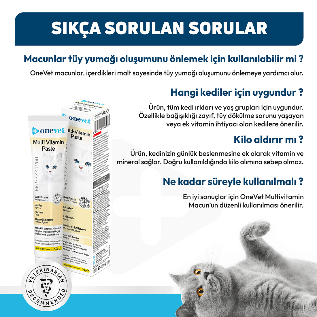 OneVet Multi Vitamin Macun Bağışıklık Güçlendirici Kedi Malt Paste