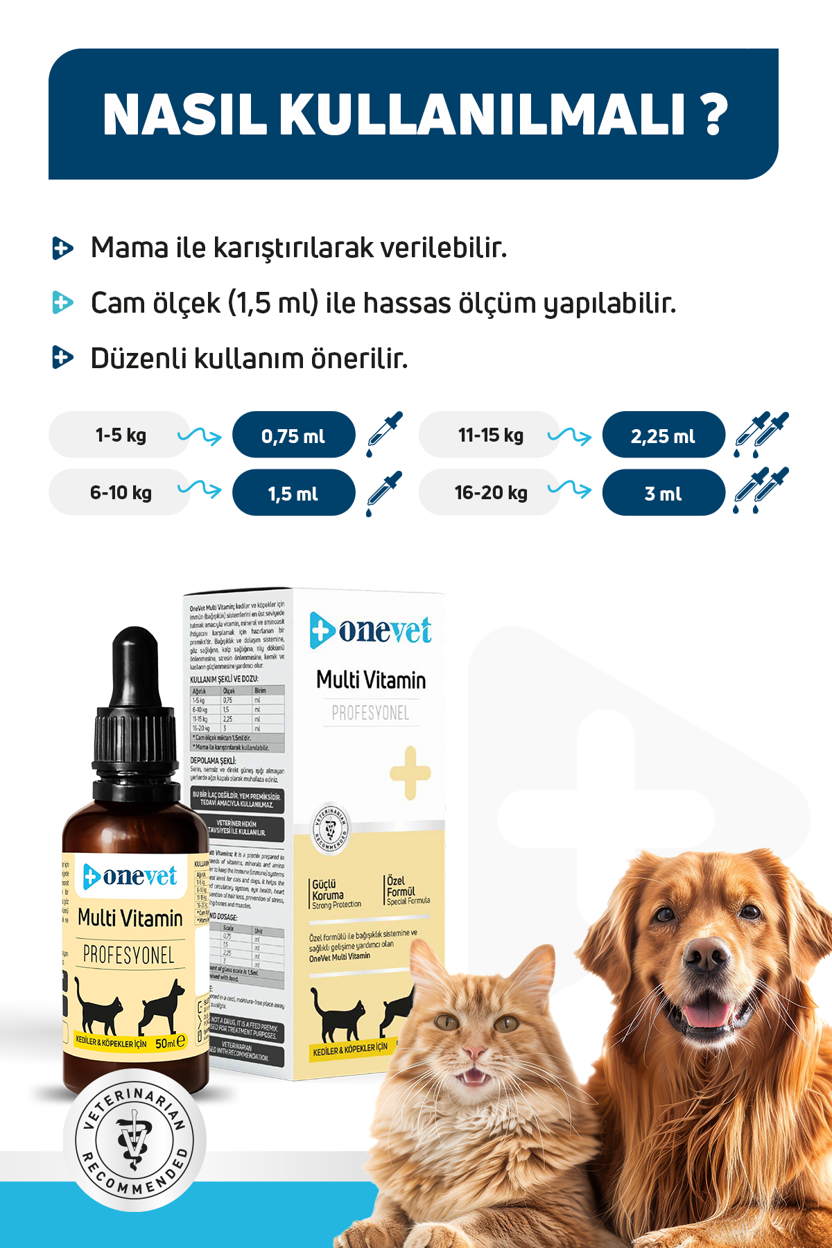 Multi Vitamin Kedi ve Köpekler İçin Kemik ve Kas Güçlendirici Vitamin Takviyesi