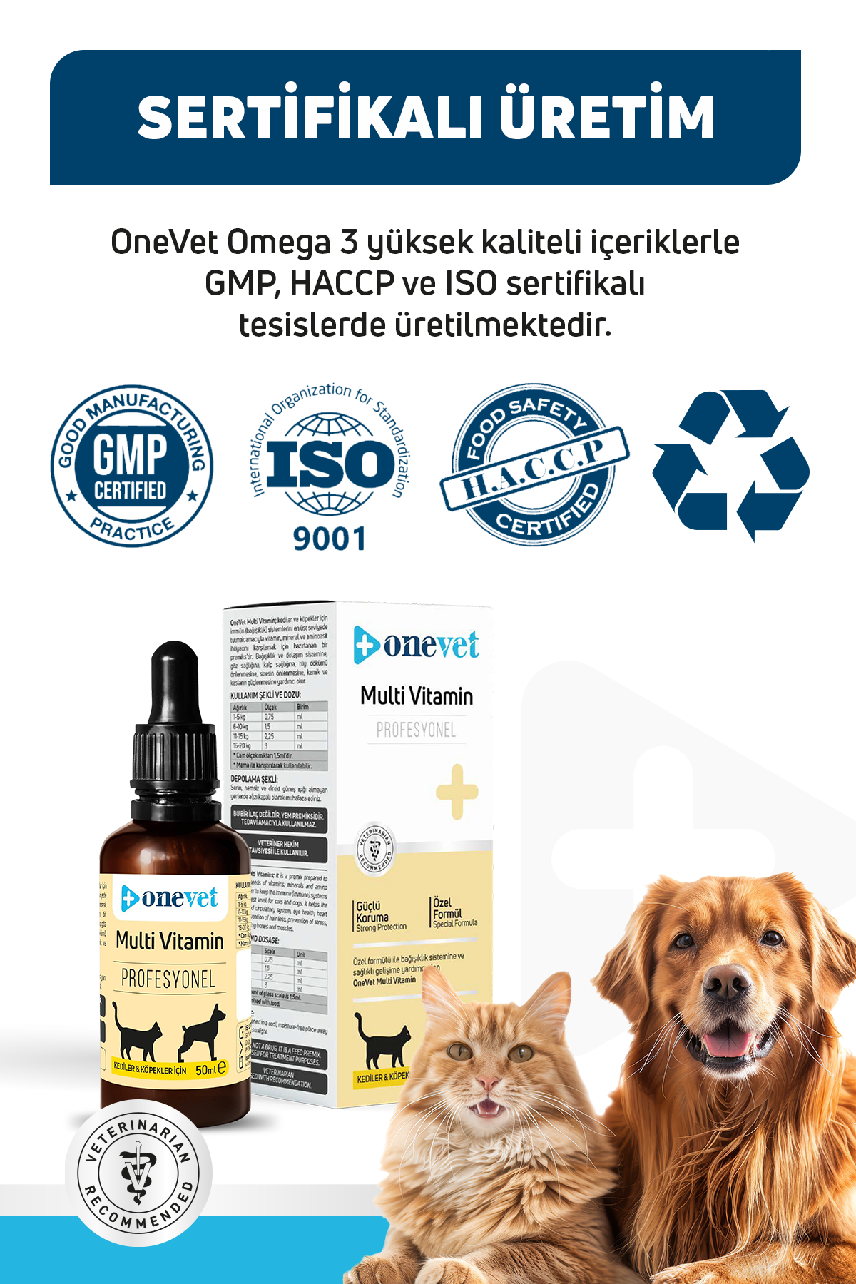 Multi Vitamin Kedi ve Köpekler İçin Kemik ve Kas Güçlendirici Vitamin Takviyesi