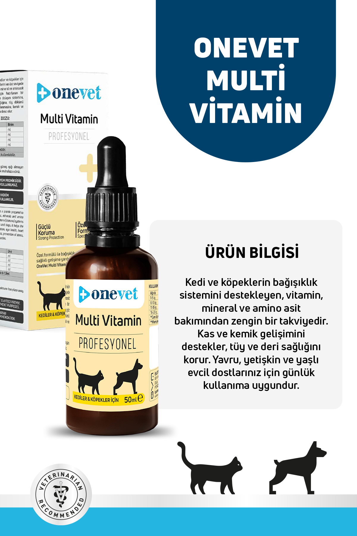 Multi Vitamin Kedi ve Köpekler İçin Kemik ve Kas Güçlendirici Vitamin Takviyesi