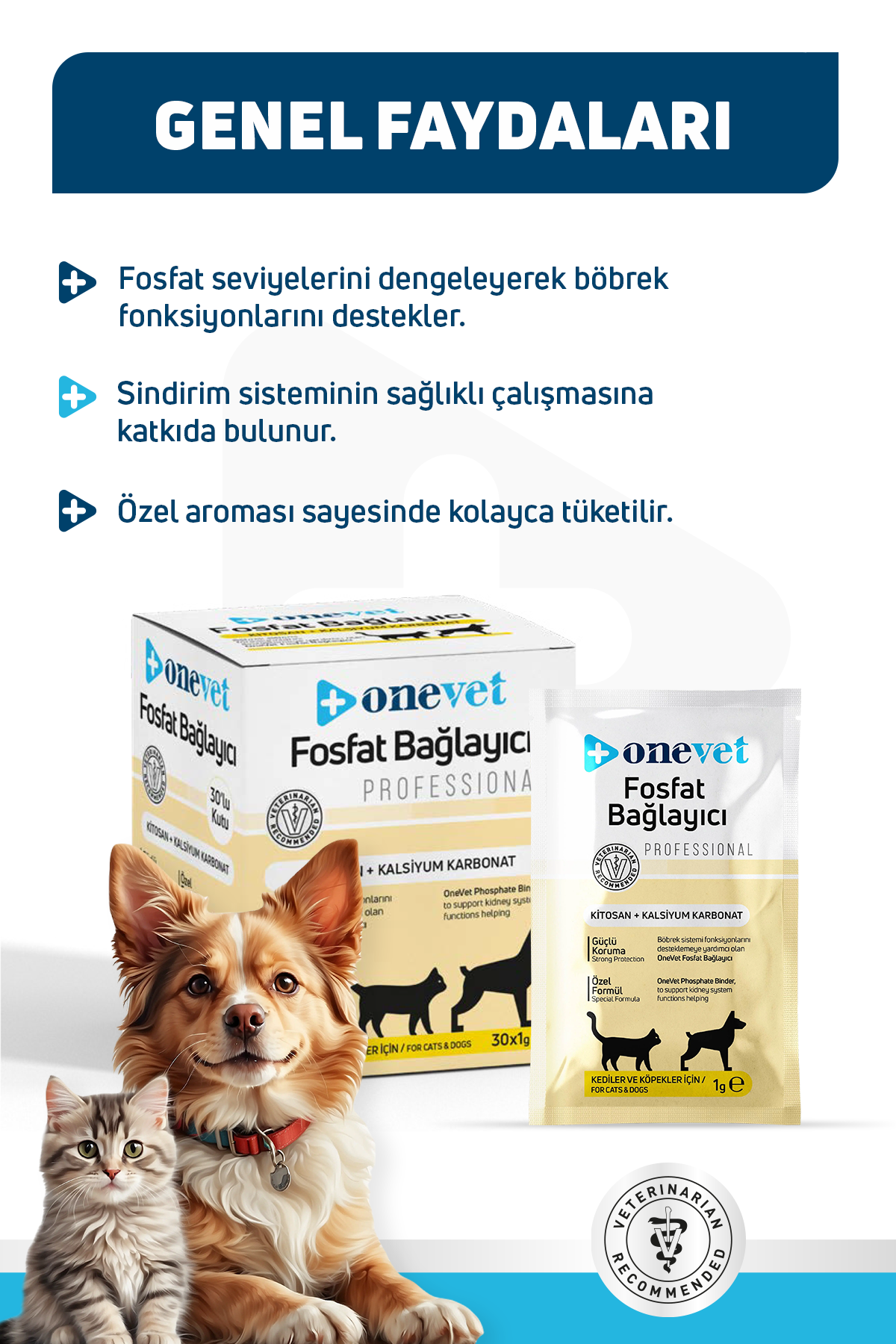 OneVet Fosfat Bağlayıcı Şase Kedi ve Köpekler İçin Böbrek Sağlığı Destekleyici Toz