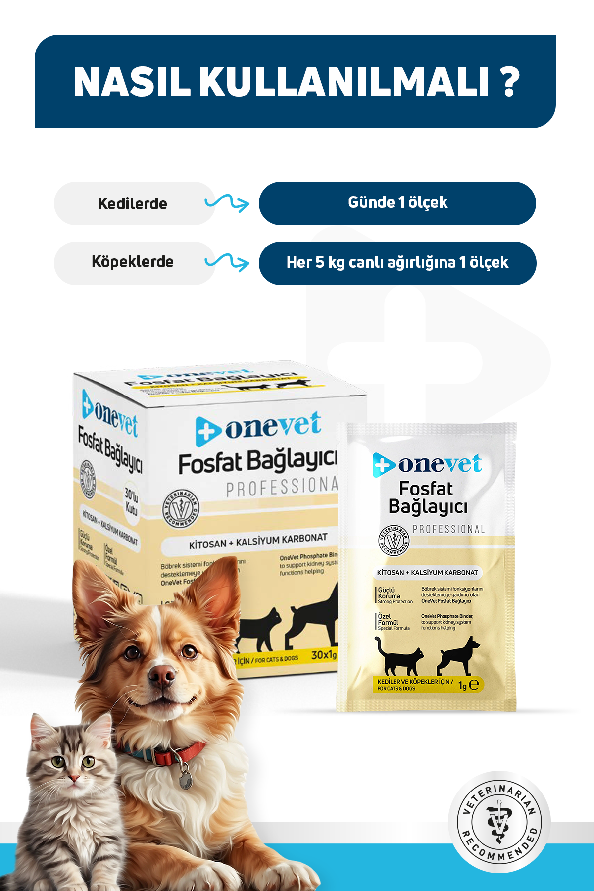 OneVet Fosfat Bağlayıcı Şase Kedi ve Köpekler İçin Böbrek Sağlığı Destekleyici Toz