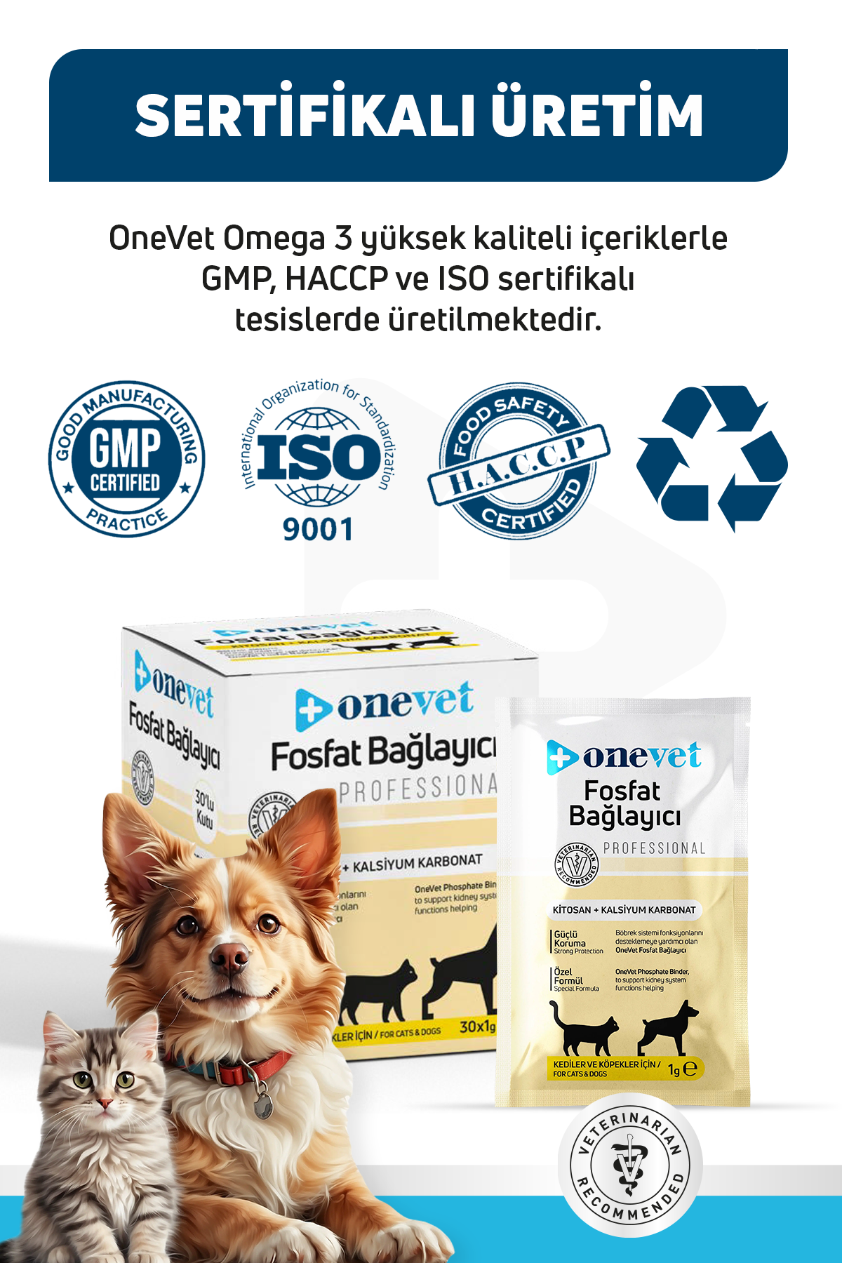 OneVet Fosfat Bağlayıcı Şase Kedi ve Köpekler İçin Böbrek Sağlığı Destekleyici Toz