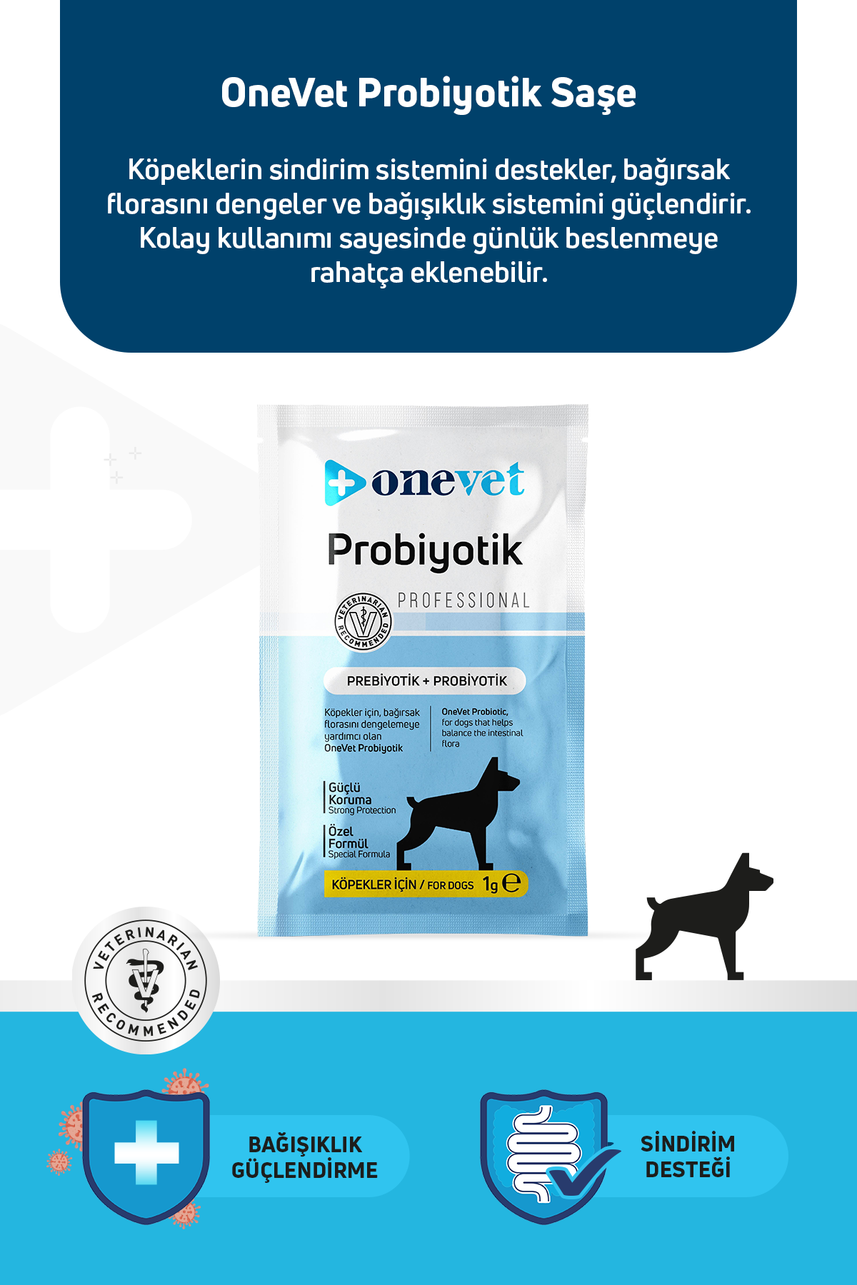 Sindirim ve Bağışıklık Güçlendirici Köpekler için Probiyotik Saşe