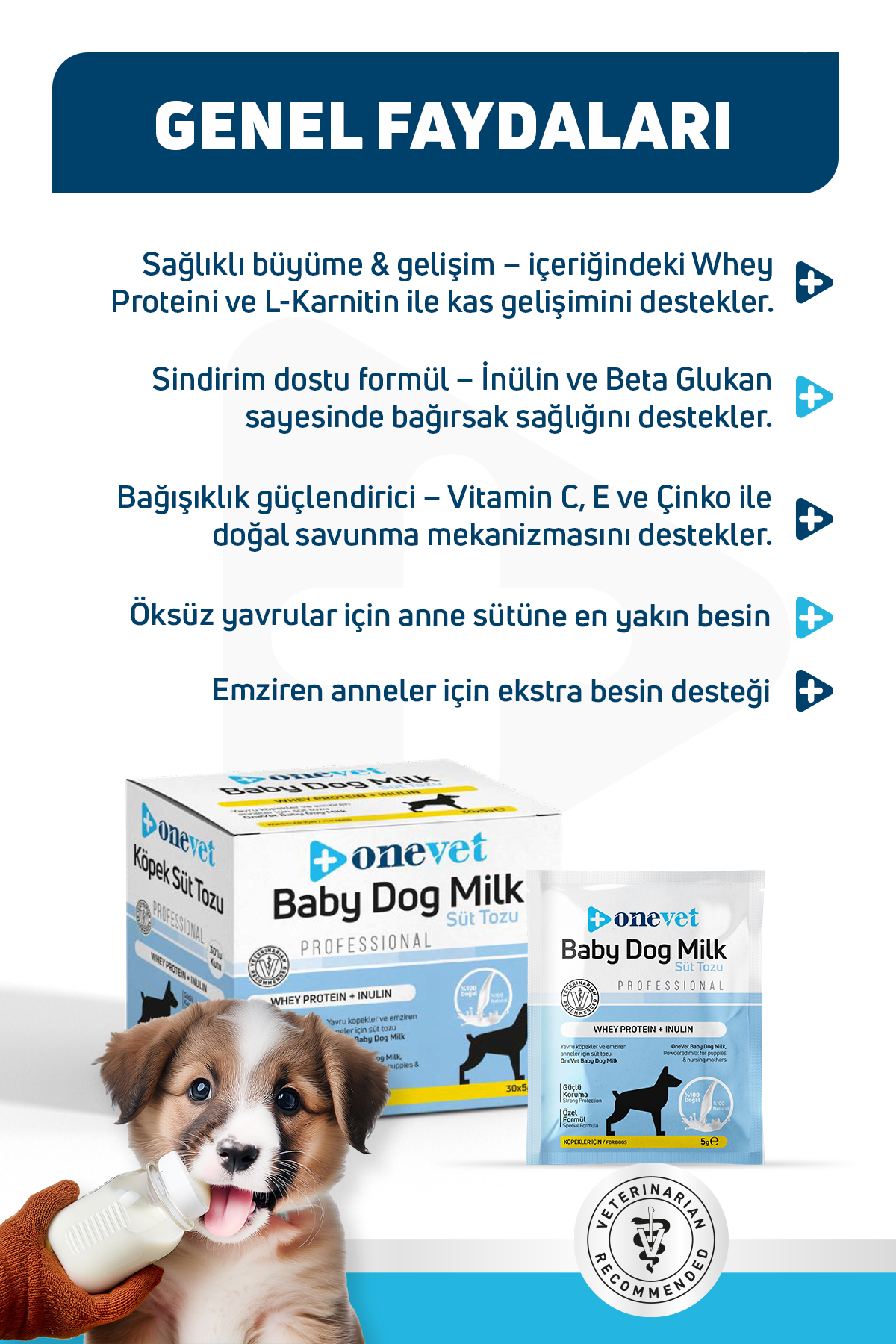 OneVet Sindirim ve Büyüme Destekleyici Yavru Köpek Süt Tozu