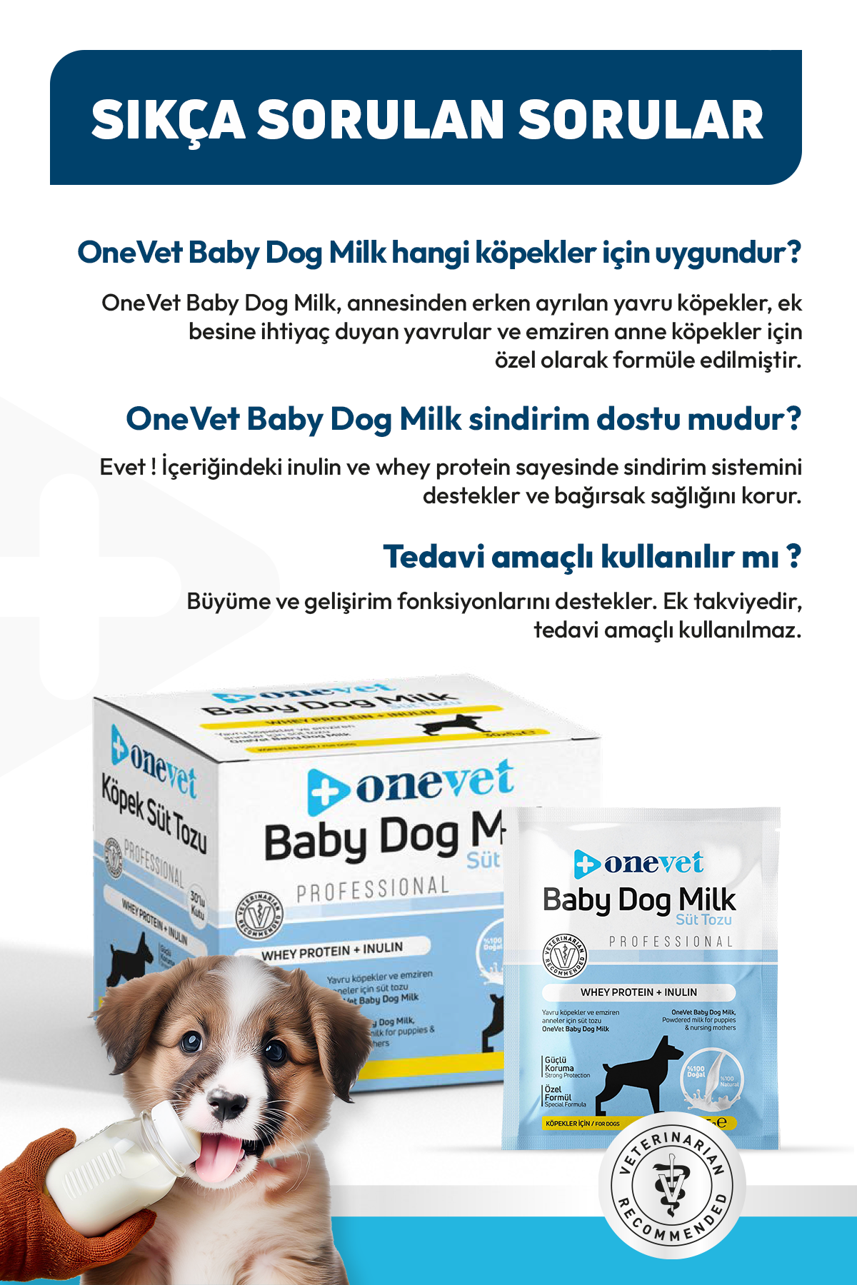 OneVet Sindirim ve Büyüme Destekleyici Yavru Köpek Süt Tozu