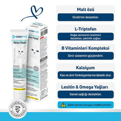 OneVet Relax Paste Macun Stres Ve Anksiyete Azaltıcı Kedi Maltı 50 gr