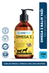 OneVet Omega 3 Balık Yağı 250 Ml Kedi ve Köpekler İçin Bağışıklık Destekleyici Fish Oil