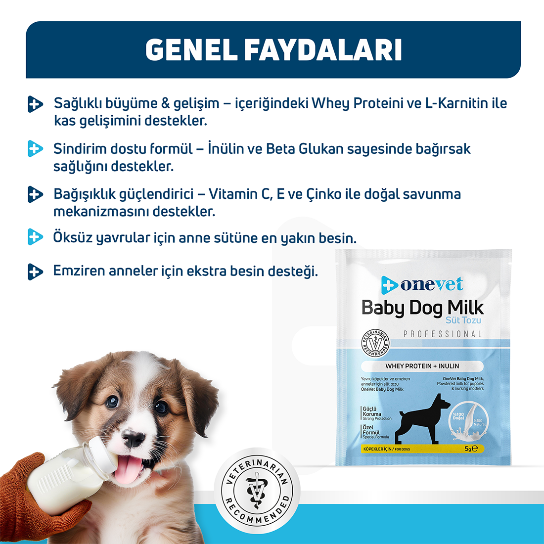 OneVet Sindirim ve Büyüme Destekleyici Yavru Köpek Süt Tozu