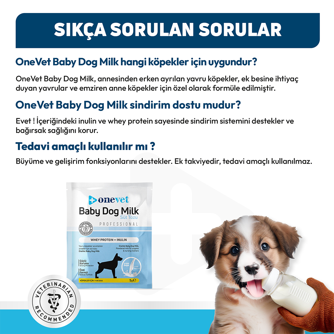 OneVet Sindirim ve Büyüme Destekleyici Yavru Köpek Süt Tozu
