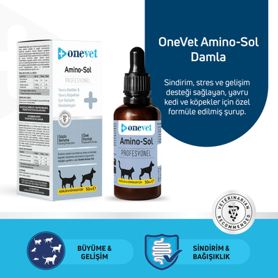 OneVet Amino-Sol Kedi Ve Köpekler Için Gelişim Destekleyici Damla 50 ml