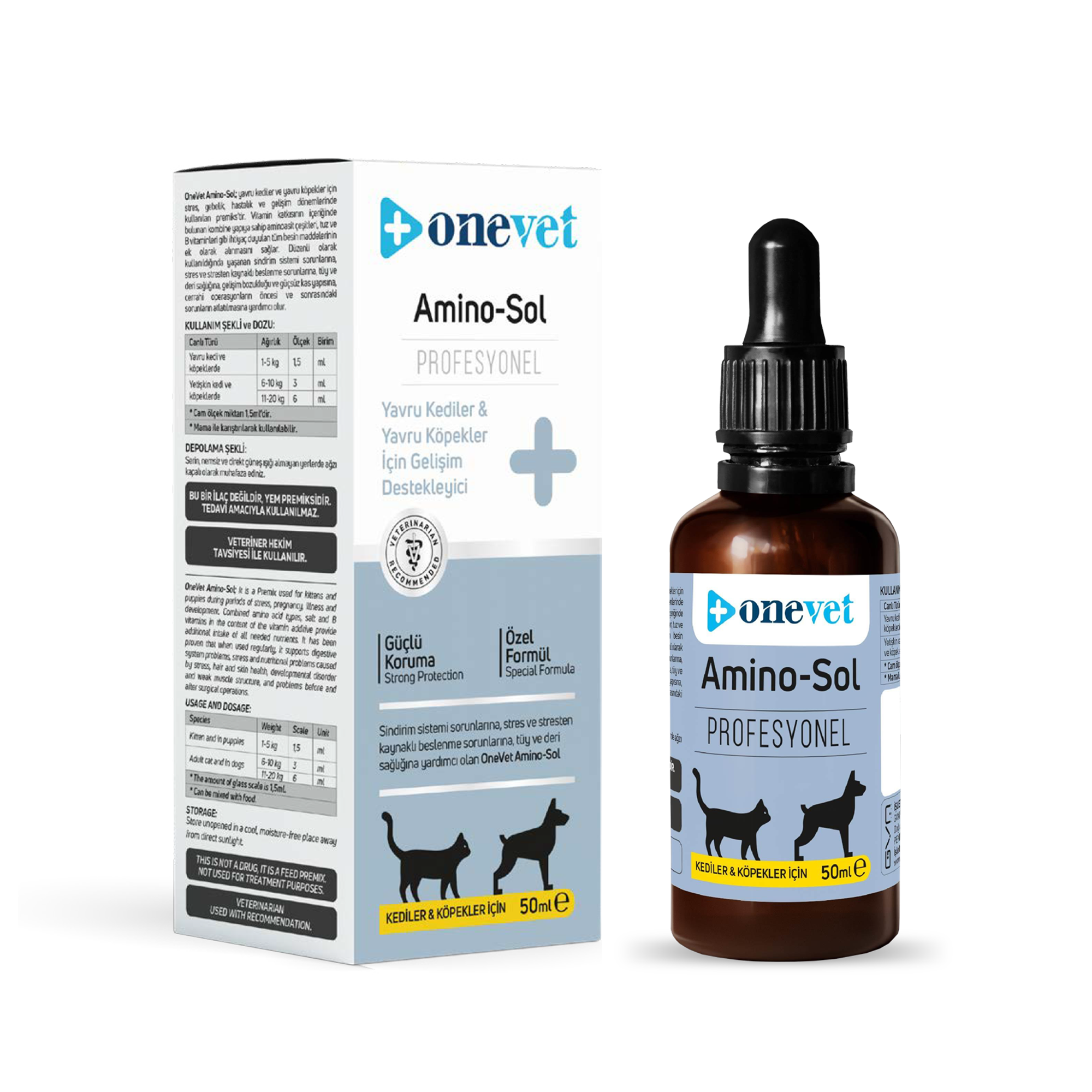 OneVet Amino-Sol Kedi Ve Köpekler Için Gelişim Destekleyici Damla 50 ml