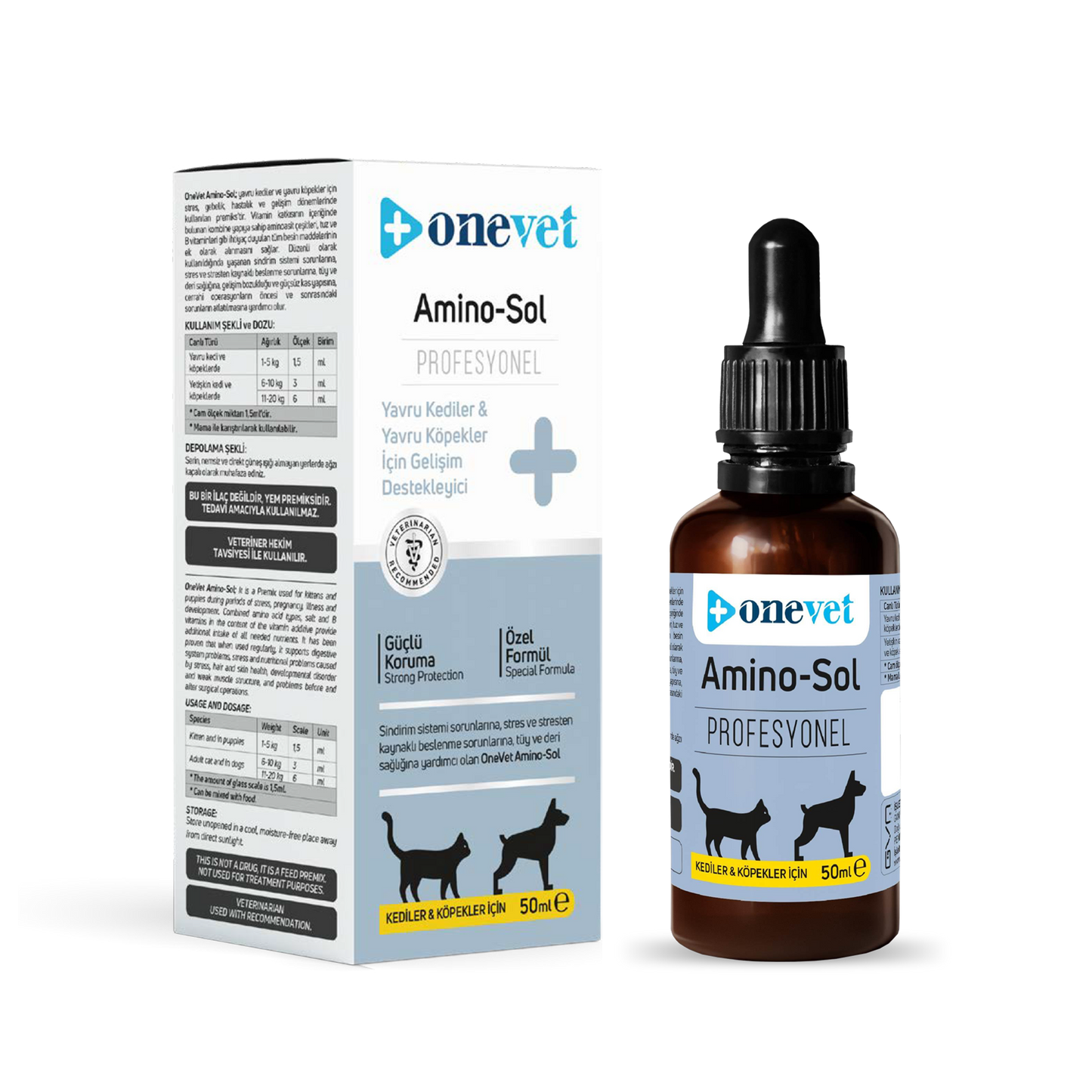 OneVet Amino-Sol Kedi Ve Köpekler Için Gelişim Destekleyici Damla 50 ml