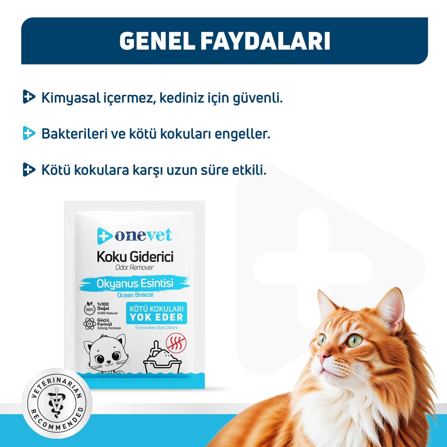OneVet Kedi Koku Giderici Okyanus Esintisi Kokulu 25 Gr. 15 Adet OC202B15