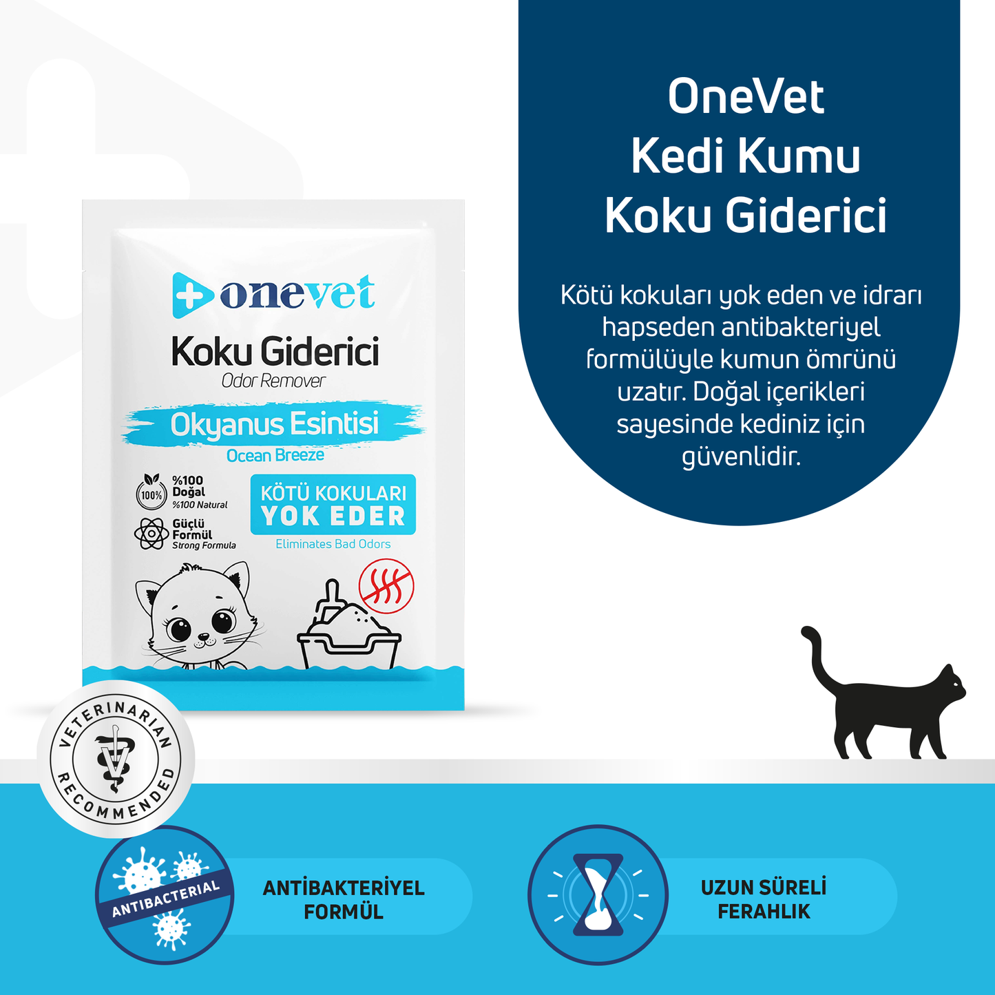 OneVet Kedi Koku Giderici Okyanus Esintisi Kokulu 25 Gr. 15 Adet OC202B15