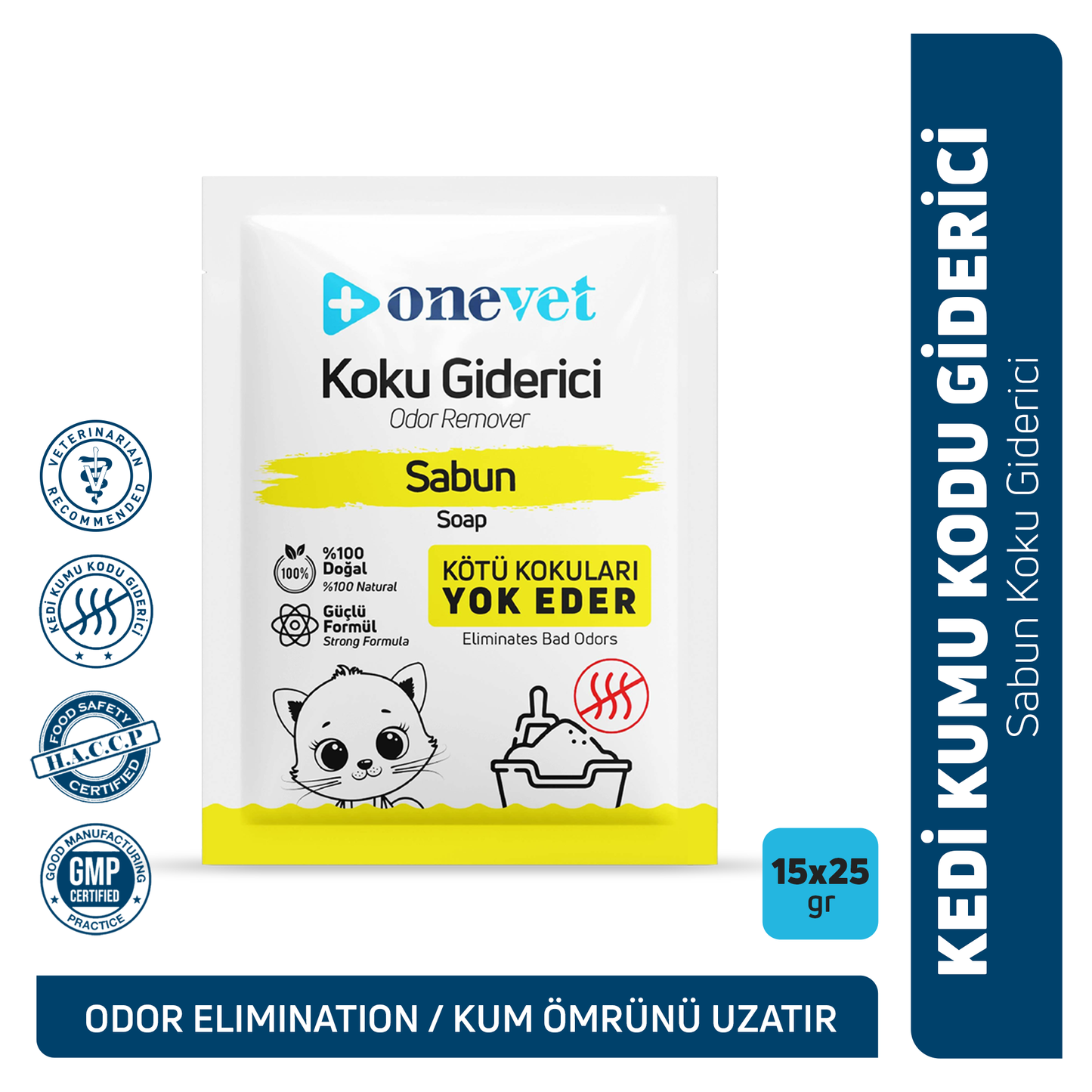 OneVet Kedi Koku Giderici Sabun Kokulu 25 Gr. 15 Adet OC201B15