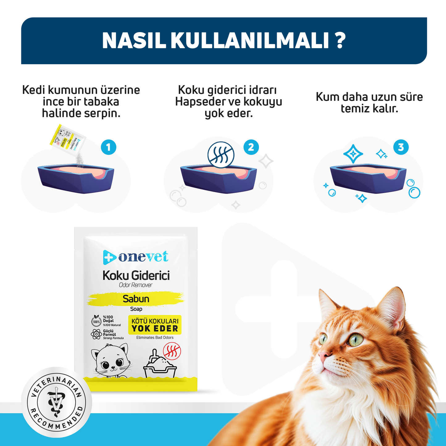 OneVet Kedi Koku Giderici Sabun Kokulu 25 Gr. 15 Adet OC201B15