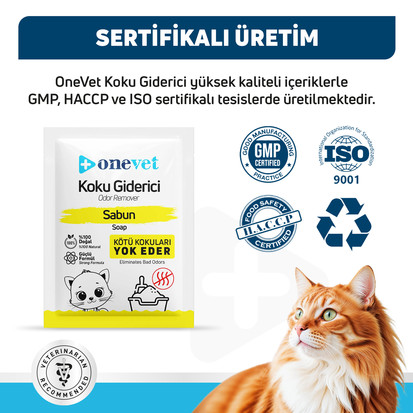OneVet Kedi Koku Giderici Sabun Kokulu 25 Gr. 15 Adet OC201B15