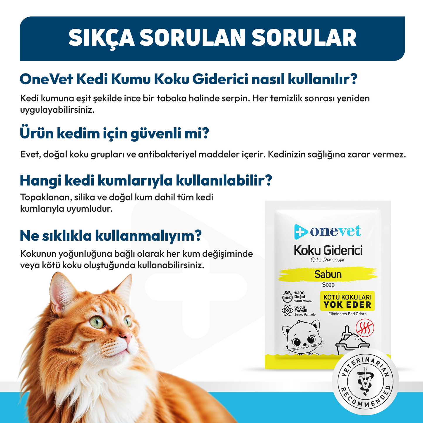 OneVet Kedi Koku Giderici Sabun Kokulu 25 Gr. 15 Adet OC201B15