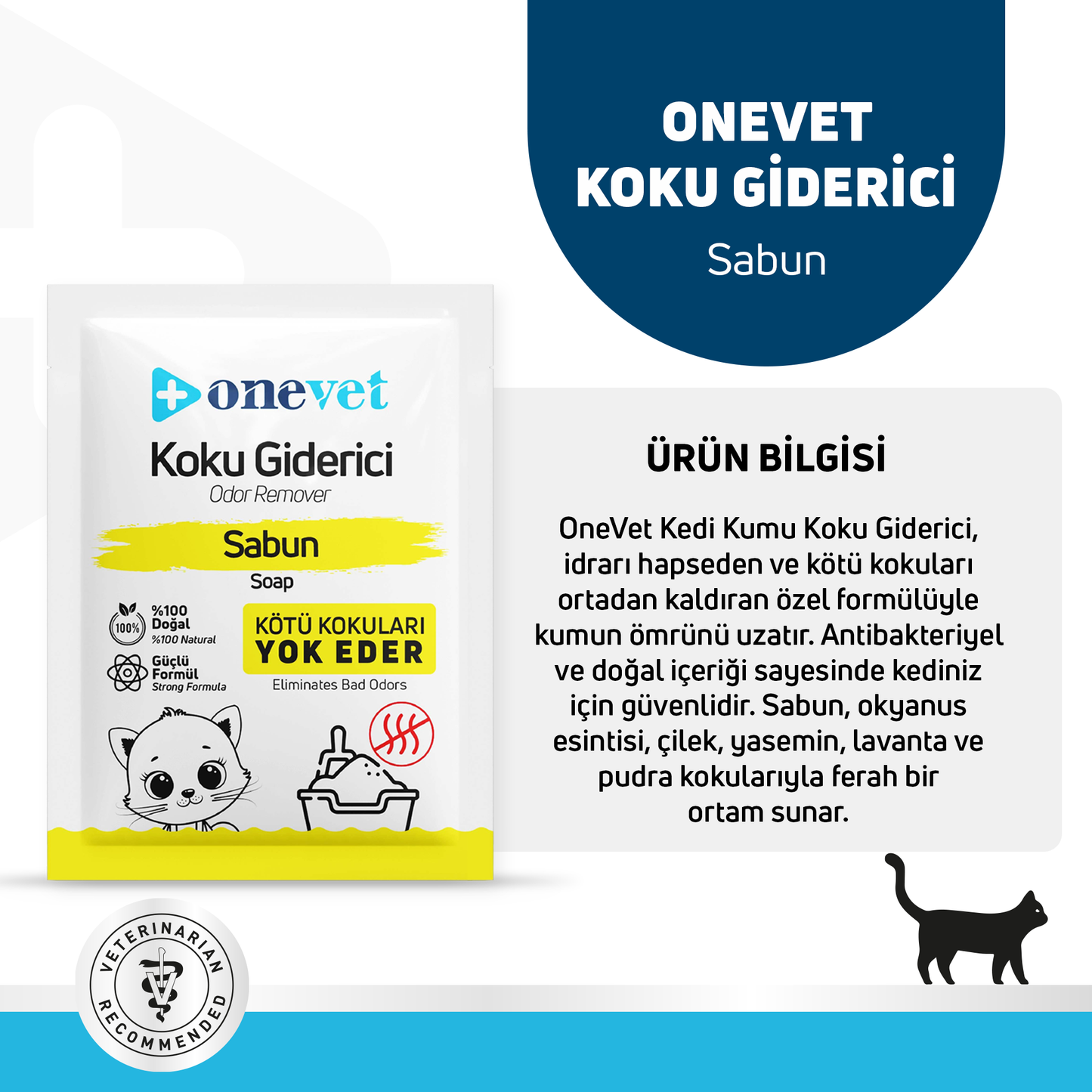 OneVet Kedi Koku Giderici Sabun Kokulu 25 Gr. 15 Adet OC201B15